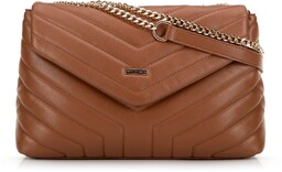 Damska crossbody na łańcuszku z ekoskóry brązowa