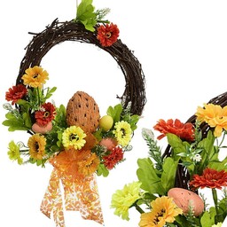 WIANEK WIELKANOCNY Z KWIATAMI I DEKORACYJNYM JAJKIEM