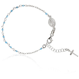 ankabizuteria.pl Bransoletka srebrna rodowana RÓŻANIEC z niebieskimi