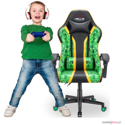 Fotel gamingowy HC-1005 KIDS Ekoskóra Zielony + czarny