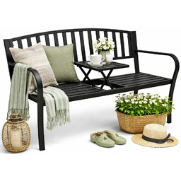 Edinos Premium Czarna metalowa ławka do ogrodu