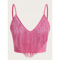 SHEIN BLUZKA DAMSKA RÓŻOWA Z FRĘDZLAMI 40/42 V8E