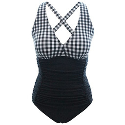 Kostium kąpielowy Damski w Kratkę Wysoki Stan Rozmiar