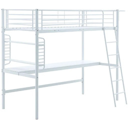 Edinos Białe łóżko pojedyncze z biurkiem i organizerem