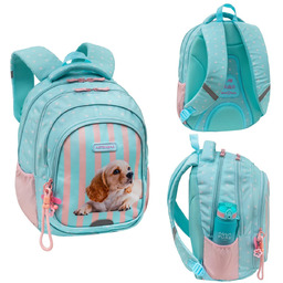 Plecak szkolny trzykomorowy dla dziewczynki ASTRABAG PUPPY LINE,