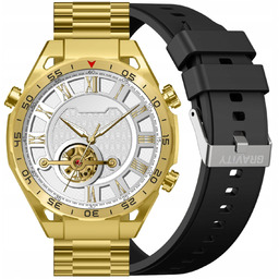 Smartwatch Męski Złota Bransoleta Gravity GT13-2 Dodatkowy Pasek