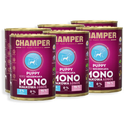 CHAMPER Puppy Monobiałkowa Łosoś 6x400g karma mokra