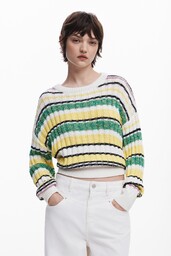 Sweter w kolorowe paski