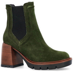 Skórzane botki na platformie - TYMOTEO G1047 CIEMNY