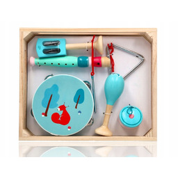 Zestaw tamburyn flet kastaniety trójkąt marakas 3+