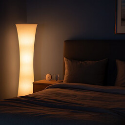 Lampa podłogowa z tkaniny idealna do sypialni GRAVIS