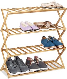 Relaxdays Składany regał na buty, 4 poziomy, 12