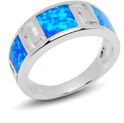 Srebrny Pierścionek z Niebieskim Opalem