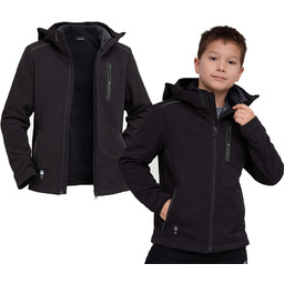 Kurtka Zimowa Chłopięca Softshell Ciepła Czarna Membrana 5.000