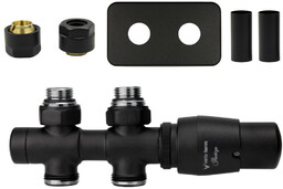 Zawór termostatyczny prosty 50mm TWINS czarny strukturalny Cu