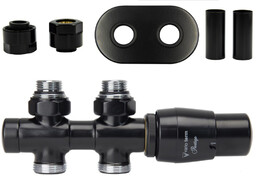 Zawór termostatyczny prosty 50mm TWINS czarny mat Cu