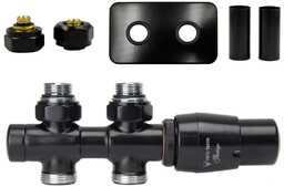 Zawór termostatyczny prosty 50mm TWINS czarny mat Pex