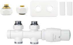 Zawór termostatyczny prosty 50mm TWINS biały mat Pex