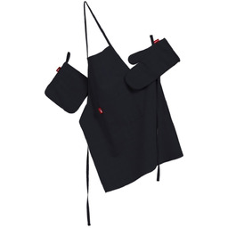 Komplet kuchenny fartuch,rękawica i łapacz, czarny, kpl, Loneta