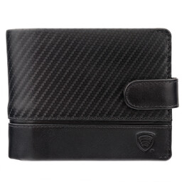 Zapinany portfel męski skórzany z ochroną RFID BLOCK