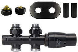 Zawór termostatyczny prosty 50mm TWINS czarny mat Pex