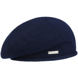 Beret z Dzianiny Classic Uni by Seeberger, ciemnoniebieski,