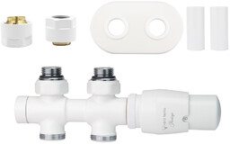 Zawór termostatyczny prosty 50mm TWINS biały mat Cu