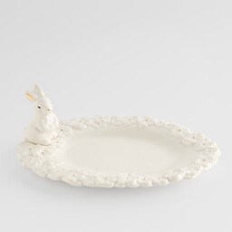Patera Bellissima oval z motywem kwiatowym i królika