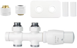 Zawór termostatyczny prosty 50mm TWINS biały mat Cu