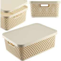 Koszyk z pokrywą do przechowywania Pau 12L beżowy