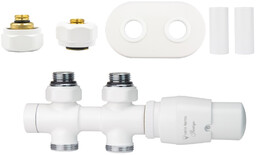 Zawór termostatyczny prosty 50mm TWINS biały mat PEX