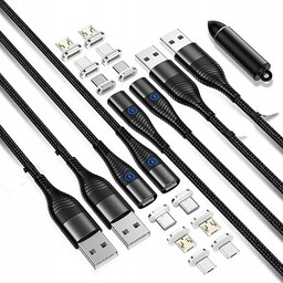 4X Magnetyczny Kabel Ładujący 15W Z Nylonowyoplot Usb-c