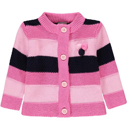 Dziewczęcy sweter rozpinany różowy w paski Kanz r.68