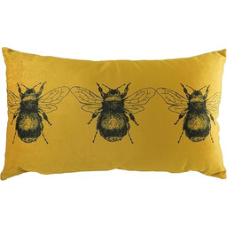 Evans Lichfield Złota pszczoła prostokątna aksamitna poduszka wypełniona