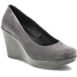 Karino Szare Czółenka Eleganckie Obuwie Damskie Na Koturnie