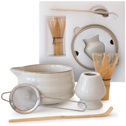 Zestaw ceramiczny do matcha miotełka czarka łyżeczka stojak