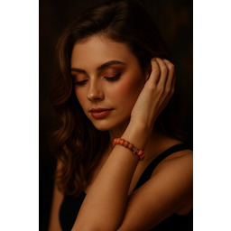 Pakamera Pomarańczowa bransoletka z krzyżykiem, różaniec na rękę,