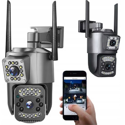 Kamera Z Dwoma Obiektywami Wifi Zewnętrzna Obrotowa Wifi