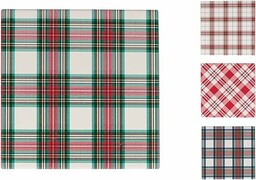 Tartan Set 4 Ceramiczne kwadratowe podstawki, dno korkowe