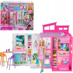 Barbie Przytulny Domek Lalka Barbie w zestawie HRJ77