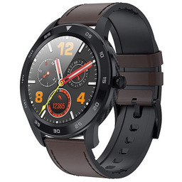 Garett, Smartwatch, GT22S, ciemny brąz, skórzany