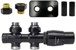 Zawór termostatyczny prosty 50mm TWINS czarny mat GZ1/2