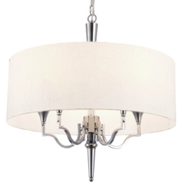 LAMPA WISZĄCA Washington okrągła, niklowane wykończenie, biały abażur,