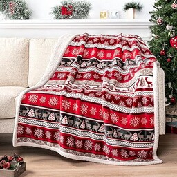 PAVILIA świąteczny koc typu sherpa premium, dekoracja