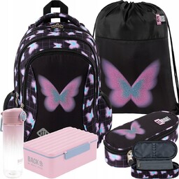 Motyl Plecak St.right Szkolny Zestaw 5w1 Pastel Butterfly