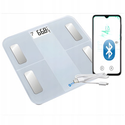 Waga Łazienkowa Szklana Bluetooth Oromed Analiza SKŁAD12w1 Biała