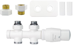 Zawór termostatyczny prosty 50mm TWINS biały mat GZ1/2