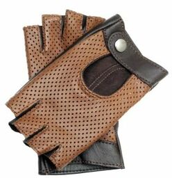 M.KUC NAOMI HALF - Damskie rękawiczki skórzane perforowane,