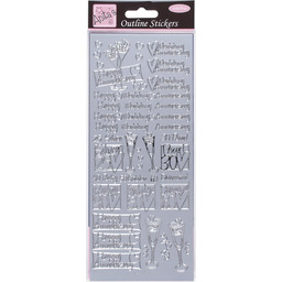 Anitas naklejki konturowe, rocznica ślubu, srebrne, do scrapbookingu,
