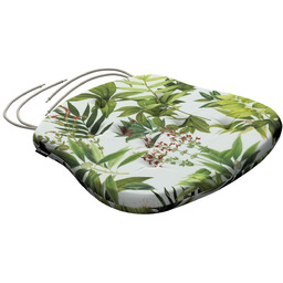 Poduszka na krzesło Filip, zielono-czerwona roślinność na białym